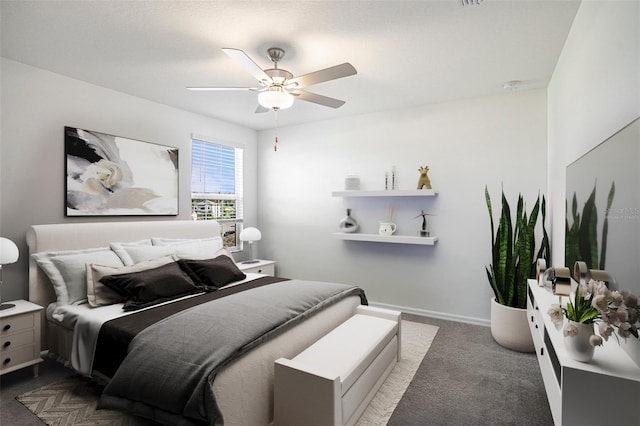 6347 Ten Acre Ct, Zephyrhills, FL 33541 - bedroom featuring dark colored carpet and ceiling fan