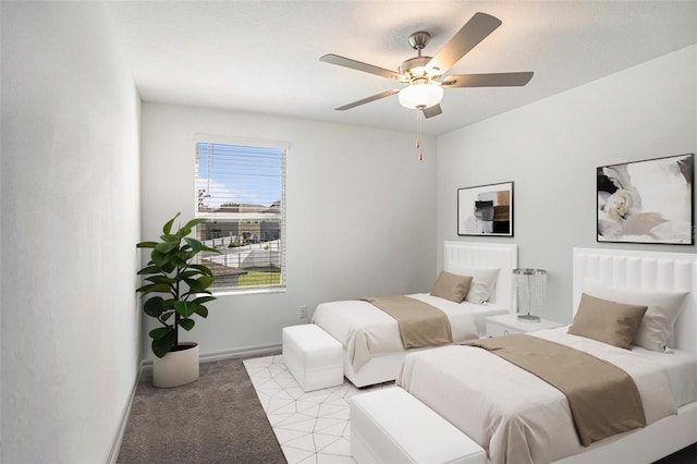 6347 Ten Acre Ct, Zephyrhills, FL 33541 - bedroom featuring light carpet and a ceiling fan