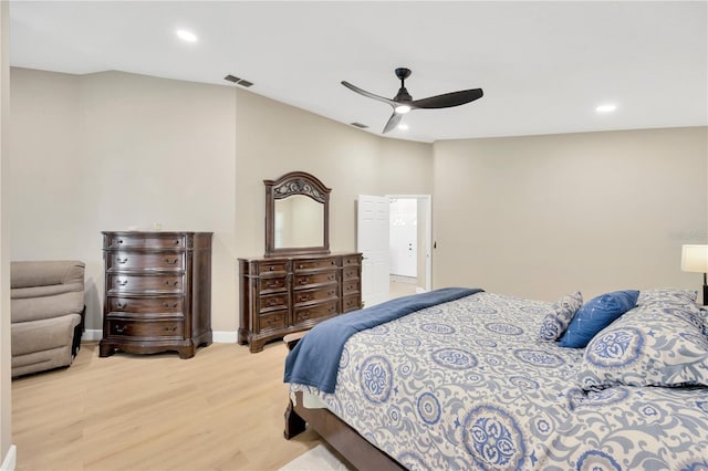 4617 Basswood St, Land O Lakes, FL 34639 - bedroom with light wood-style flooring, recessed lighting, and a ceiling fan