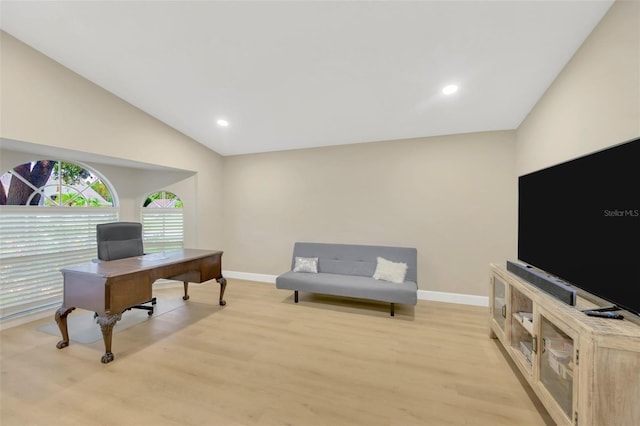 4617 Basswood St, Land O Lakes, FL 34639 - office featuring vaulted ceiling, light wood finished floors, and recessed lighting