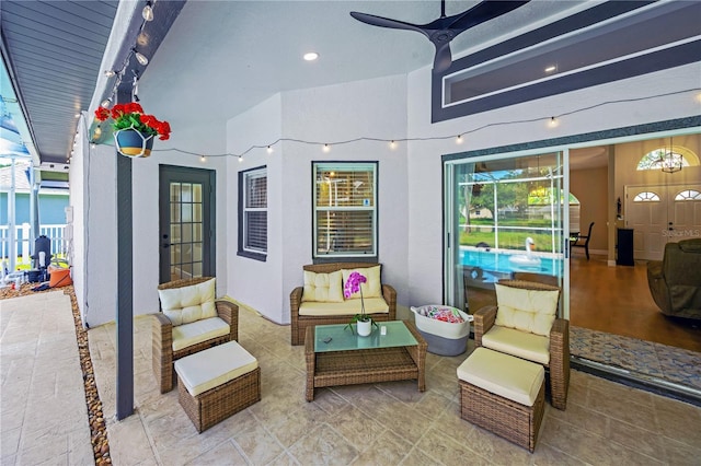 4617 Basswood St, Land O Lakes, FL 34639 - view of patio with ceiling fan and an outdoor hangout area