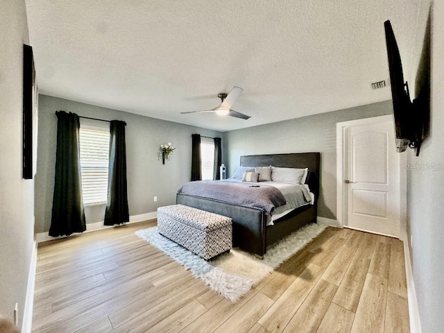 4029 9th Ave S, Saint Petersburg, FL 33711 - bedroom with light wood-style floors, a textured ceiling, and ceiling fan