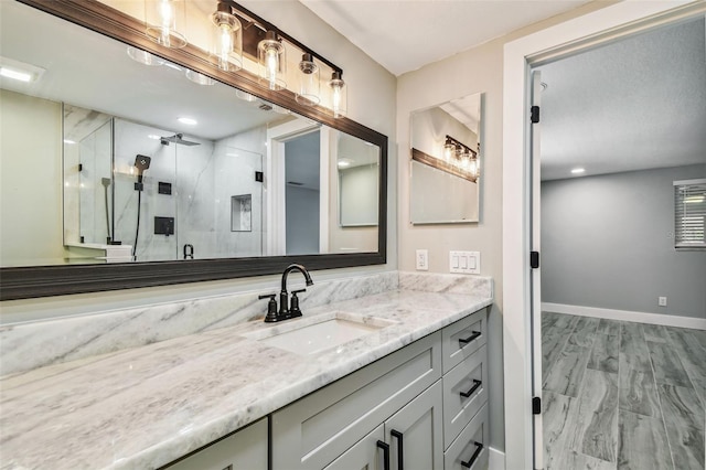 13909 Berkowitz Ave, Hudson, FL 34667 - full bath featuring a marble finish shower and vanity