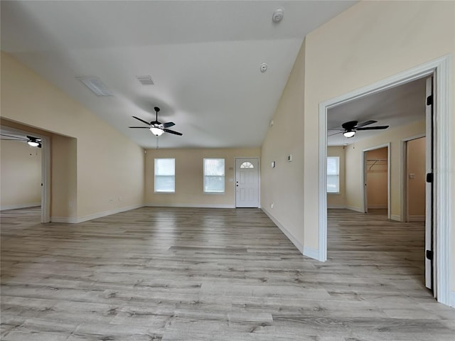 16910 SW 27th Ave, Ocala, FL 34473 - unfurnished room featuring vaulted ceiling, a ceiling fan, light wood finished floors, and a smoke detector
