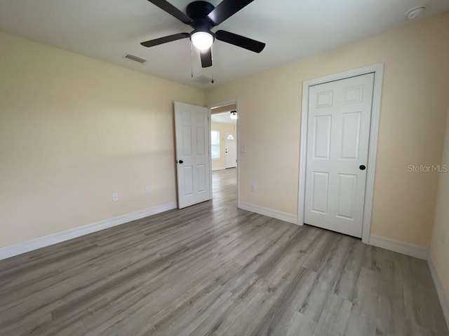 16910 SW 27th Ave, Ocala, FL 34473 - unfurnished bedroom featuring light wood-type flooring and ceiling fan
