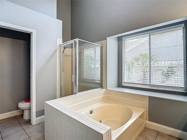 10206 Evening Trail Dr, Riverview, FL 33569 - bathroom with a garden tub, tile patterned flooring, and a shower stall