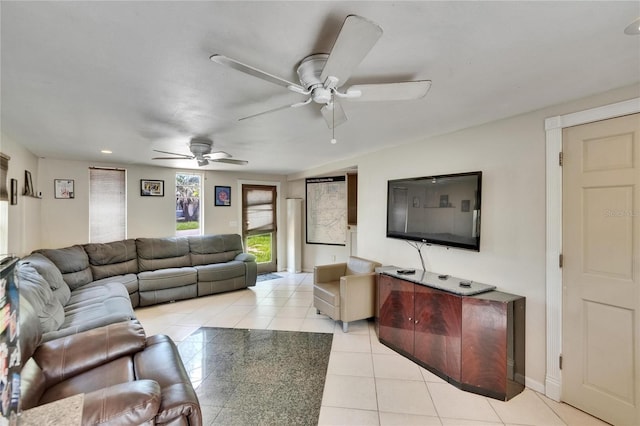 10549 112th Ave, Largo, FL 33773 - living area with light tile patterned floors and ceiling fan