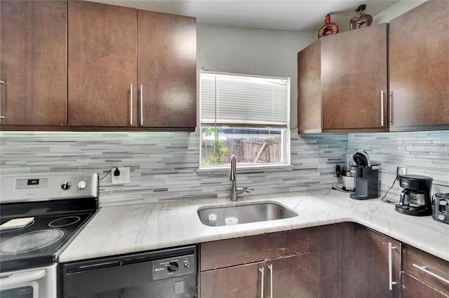 10549 112th Ave, Largo, FL 33773 - kitchen featuring stainless steel range with electric cooktop, dishwashing machine, tasteful backsplash, and dark brown cabinetry