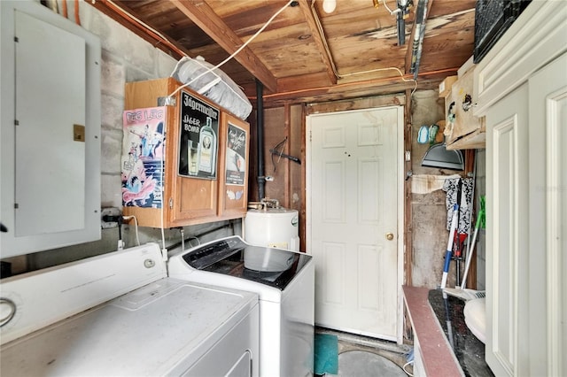 10549 112th Ave, Largo, FL 33773 - laundry area featuring washing machine and clothes dryer, water heater, and electric panel