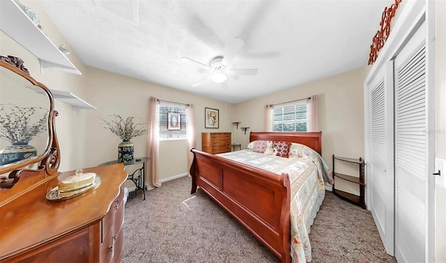 1753 Ranchette Rd, Wesley Chapel, FL 33543 - bedroom with light carpet, a ceiling fan, and a closet