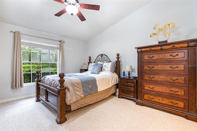 1626 Terra Ceia Bay Cir Unit 1626, Palmetto, FL 34221 - bedroom with vaulted ceiling, light colored carpet, and a ceiling fan