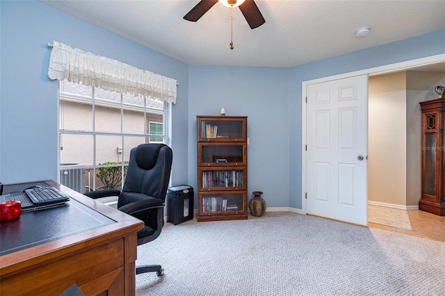1626 Terra Ceia Bay Cir Unit 1626, Palmetto, FL 34221 - carpeted home office with ceiling fan and baseboards