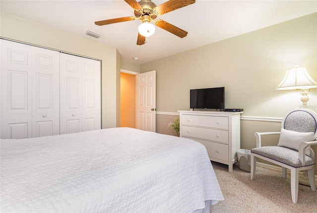 1626 Terra Ceia Bay Cir Unit 1626, Palmetto, FL 34221 - bedroom with a closet, light colored carpet, and a ceiling fan