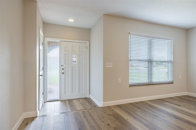 314 Circle Dr, Palm Harbor, FL 34683 - entrance foyer featuring wood finished floors and a textured ceiling