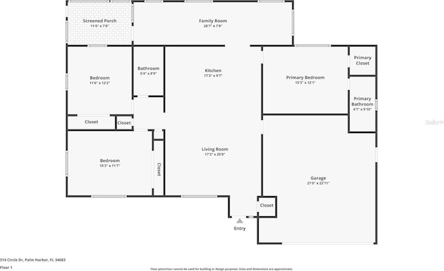 314 Circle Dr, Palm Harbor, FL 34683 - view of floor plan / room layout