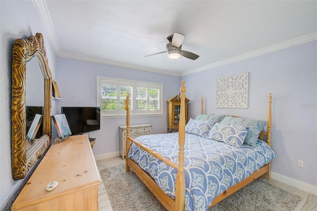 1578 Druid Rd S, Belleair, FL 33756 - bedroom with crown molding and ceiling fan