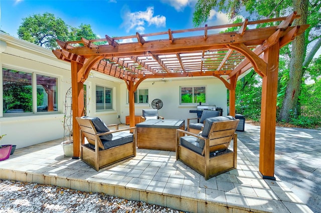 1578 Druid Rd S, Belleair, FL 33756 - view of patio featuring outdoor lounge area and a pergola