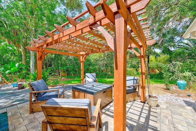 1578 Druid Rd S, Belleair, FL 33756 - view of patio featuring a pergola and an outdoor living space