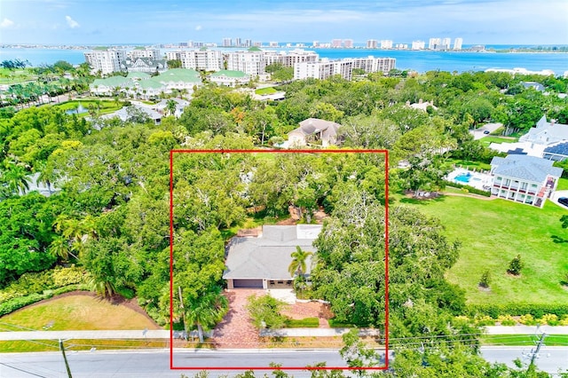 1578 Druid Rd S, Belleair, FL 33756 - view of urban area featuring property boundaries highlighted and a nearby body of water