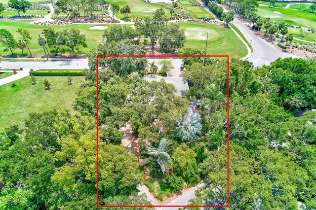 1578 Druid Rd S, Belleair, FL 33756 - aerial view of property and surrounding area with a local golf course and property boundaries highlighted