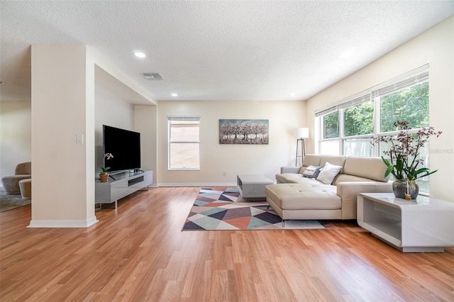 16828 N Gold Star Ct, Clermont, FL 34714 - living room with a textured ceiling, healthy amount of natural light, light wood-style floors, and recessed lighting