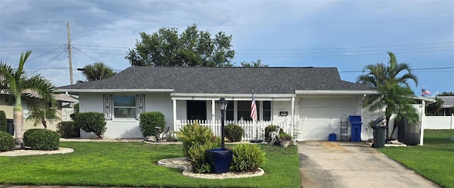 822 Oakmont Ave, Sun City Center, FL 33573 - single story home featuring a garage, covered porch, a front yard, and driveway