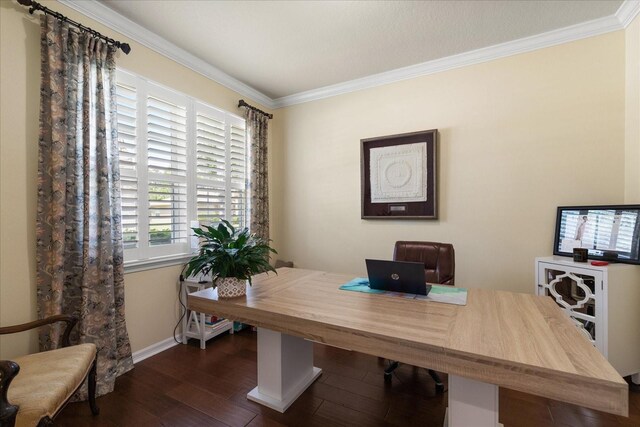 19409 Wingrove Ln, Lutz, FL 33558 - office space featuring crown molding and dark wood finished floors