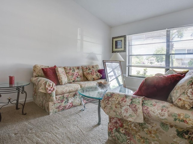 1610 Sanderling Ct, Brandon, FL 33511 - living room featuring vaulted ceiling and carpet floors