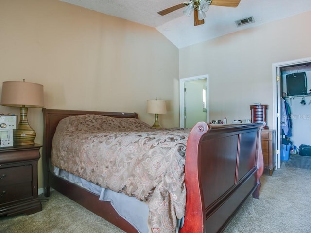1610 Sanderling Ct, Brandon, FL 33511 - bedroom featuring carpet floors, lofted ceiling, and a ceiling fan