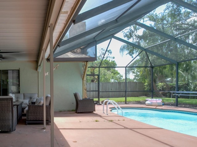 1610 Sanderling Ct, Brandon, FL 33511 - view of swimming pool featuring a patio area, outdoor lounge area, and glass enclosure