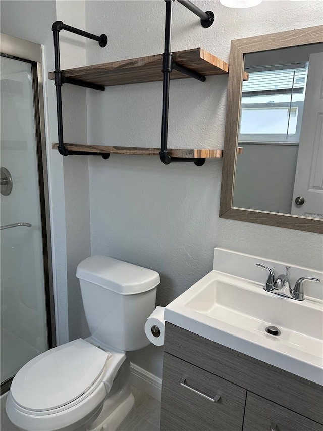 7301 Mitchell Ranch Rd, New Port Richey, FL 34655 - full bathroom featuring vanity, a shower stall, and a textured wall