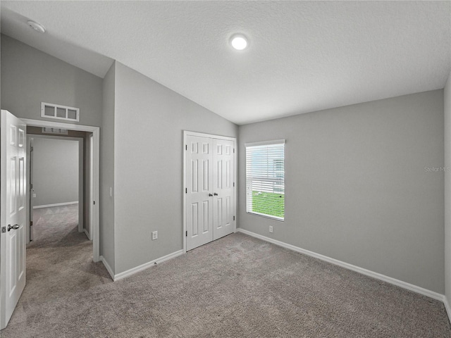 12931 Twin Bridges Dr, Riverview, FL 33579 - unfurnished bedroom with lofted ceiling, carpet floors, and a closet
