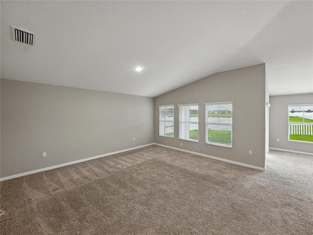 12931 Twin Bridges Dr, Riverview, FL 33579 - unfurnished room with carpet, lofted ceiling, and recessed lighting