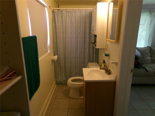 2239 Curtis Dr S, Clearwater, FL 33764 - bathroom with tile patterned floors, vanity, connected bathroom, and a shower with curtain