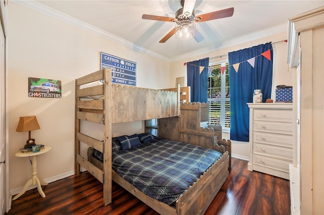 5102 Pheasant Woods Dr, Lutz, FL 33558 - bedroom featuring wood finished floors, ornamental molding, and a ceiling fan