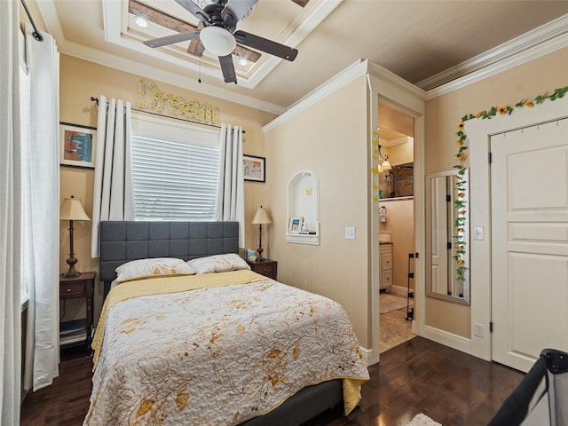 2504 W N A St Unit A, Tampa, FL 33609 - bedroom featuring ornamental molding, dark wood finished floors, and a ceiling fan
