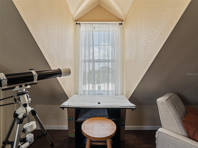 2504 W N A St Unit A, Tampa, FL 33609 - office with vaulted ceiling, a textured wall, and wood finished floors