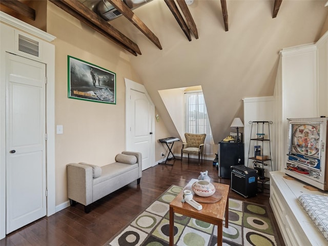 2504 W N A St Unit A, Tampa, FL 33609 - living room with wood finished floors and beamed ceiling