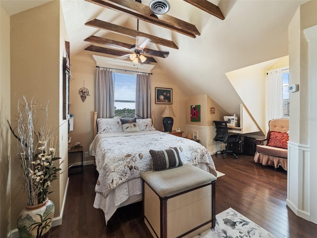 2504 W N A St Unit A, Tampa, FL 33609 - bedroom with dark wood finished floors, a desk, and ceiling fan