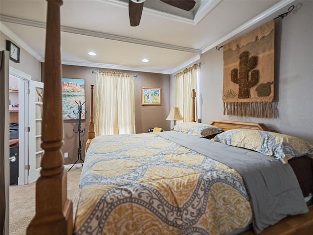 2504 W N A St Unit A, Tampa, FL 33609 - carpeted bedroom featuring ornamental molding, recessed lighting, and ceiling fan