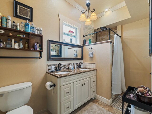2504 W N A St Unit A, Tampa, FL 33609 - bathroom with double vanity, tiled shower, and tasteful backsplash