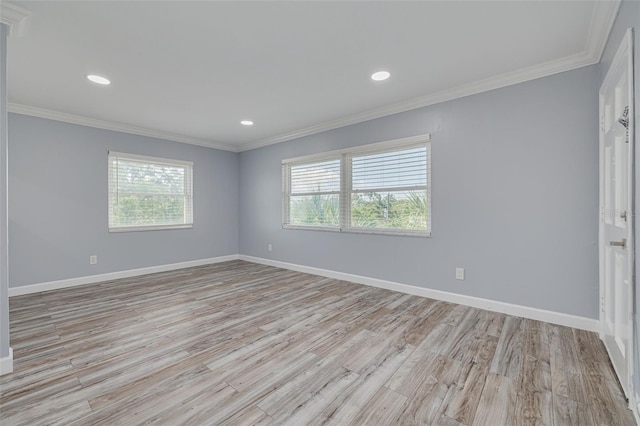 2525 W Bay Dr Unit A46, Largo, FL 33770 - unfurnished room featuring light wood finished floors, ornamental molding, and recessed lighting