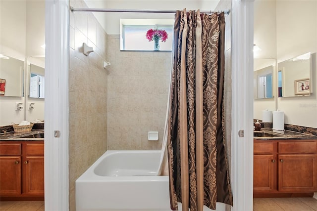11729 Newberry Grove Loop, Riverview, FL 33579 - full bath with shower / bath combo with shower curtain, tile patterned floors, and vanity