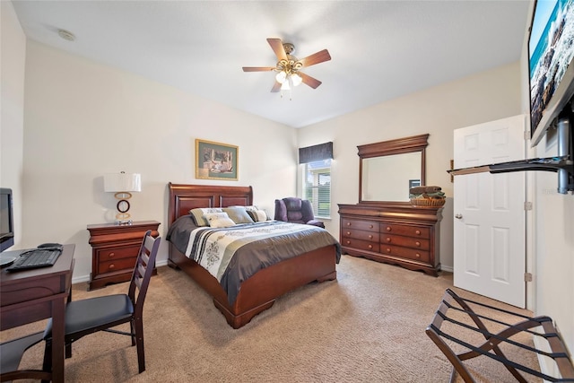 11729 Newberry Grove Loop, Riverview, FL 33579 - bedroom with light carpet, ceiling fan, and a desk