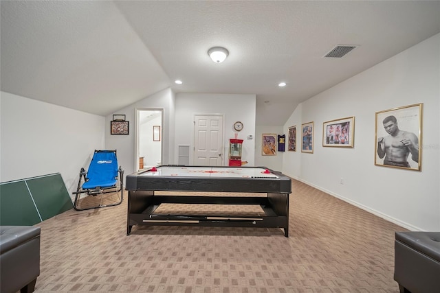 11729 Newberry Grove Loop, Riverview, FL 33579 - playroom with lofted ceiling, carpet, and recessed lighting