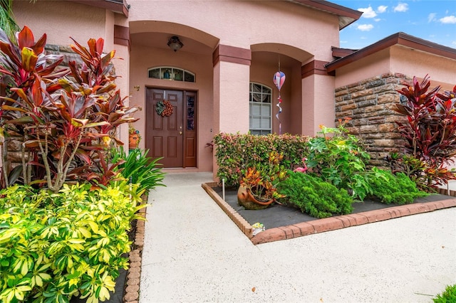 3246 Brenford Pl, Land O Lakes, FL 34638 - doorway to property with stucco siding
