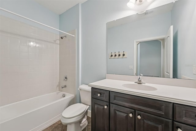 6706 Riverside Bluffs Dr, Riverview, FL 33578 - bathroom featuring vanity, shower / tub combination, and tile patterned floors