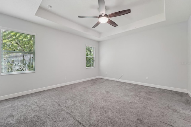 6706 Riverside Bluffs Dr, Riverview, FL 33578 - carpeted spare room featuring a raised ceiling and ceiling fan
