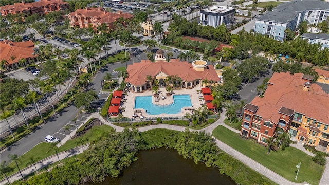 2741 Via Cipriani Unit 916A, Clearwater, FL 33764 - aerial overview of property's location with a pool area
