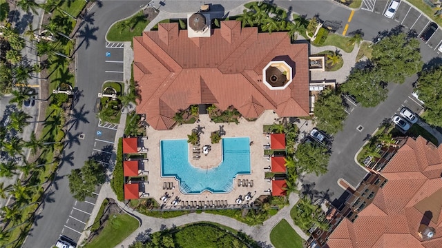 2741 Via Cipriani Unit 916A, Clearwater, FL 33764 - drone / aerial view of a pool